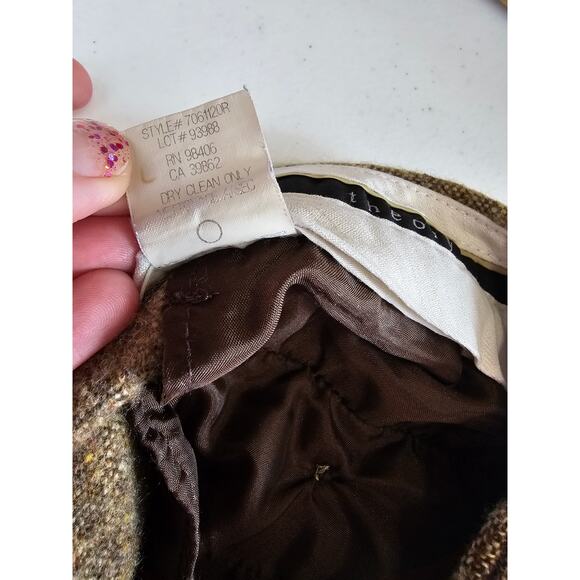Theory Womens Sz 4 Wide Leg Cropped Dress Pants Wool Blend Tweed Beige - Picture 6 of 6